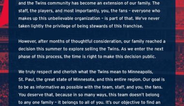 [@Twins on X] The Pohlad family’s statement on today’s news: