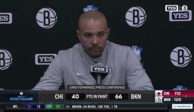 Jordi Fernández on the Nets' perimeter defense in the first half
