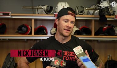 Linus Ullmark, Nick Jensen, and Travis Green Pregame Media vs BUF