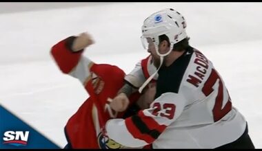 Panthers' Jonah Gadjovich and Devils' Kurtis MacDermid Exchange Heavyweight Blows