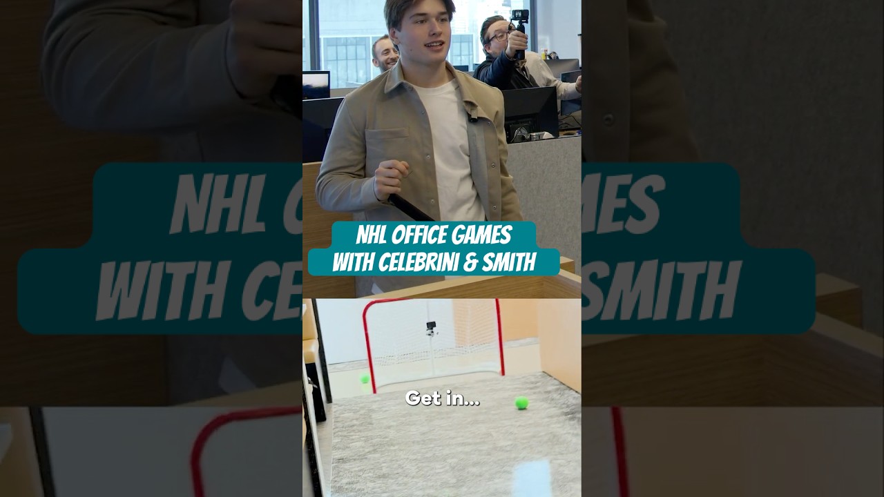 Celebrini, Smith Play 'Office Game' at NHL HQ 🏒🥅