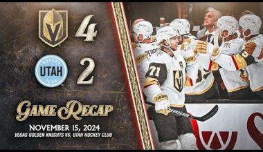 HIGHLIGHTS | Vegas Golden Knights 4, Utah Hockey Club 2 | Nov. 15, 2024