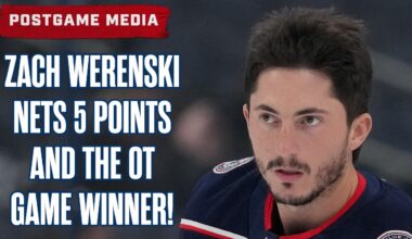 ZACH WERENSKI BRINGS THE BOOM IN OVERTIME 💪💥 💪💥 Blue Jackets 7, Lightning 6 | Postgame Media