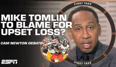 FULL REACTION to Steelers-Browns 🚨 Stephen A. CALLS OUT Cam Newton on Russell Wilson | First Take