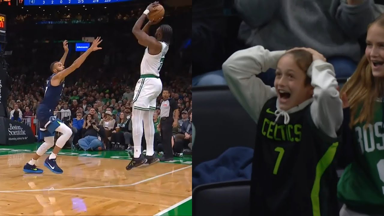 Jaylen Brown ON FIRE hits 5 straight threes to start the game vs Timberwolves