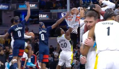 Bennedict Mathurin INSANE windmill dunk under Coulibaly's arm to end game 🥶