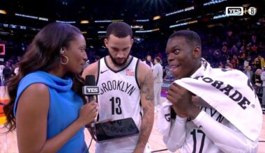 Tyrese Martin and Dennis Schröder after the Nets' win in Phoenix