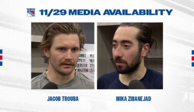 NYR at PHI: Jacob Trouba and Mika Zibanejad Postgame Media Availability | November 29, 2024