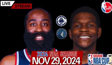 HARDEN’s Clippers vs ANT’s Timberwolves Emirates NBA Cup Live Stream (Play-By-Play & Scoreboard)