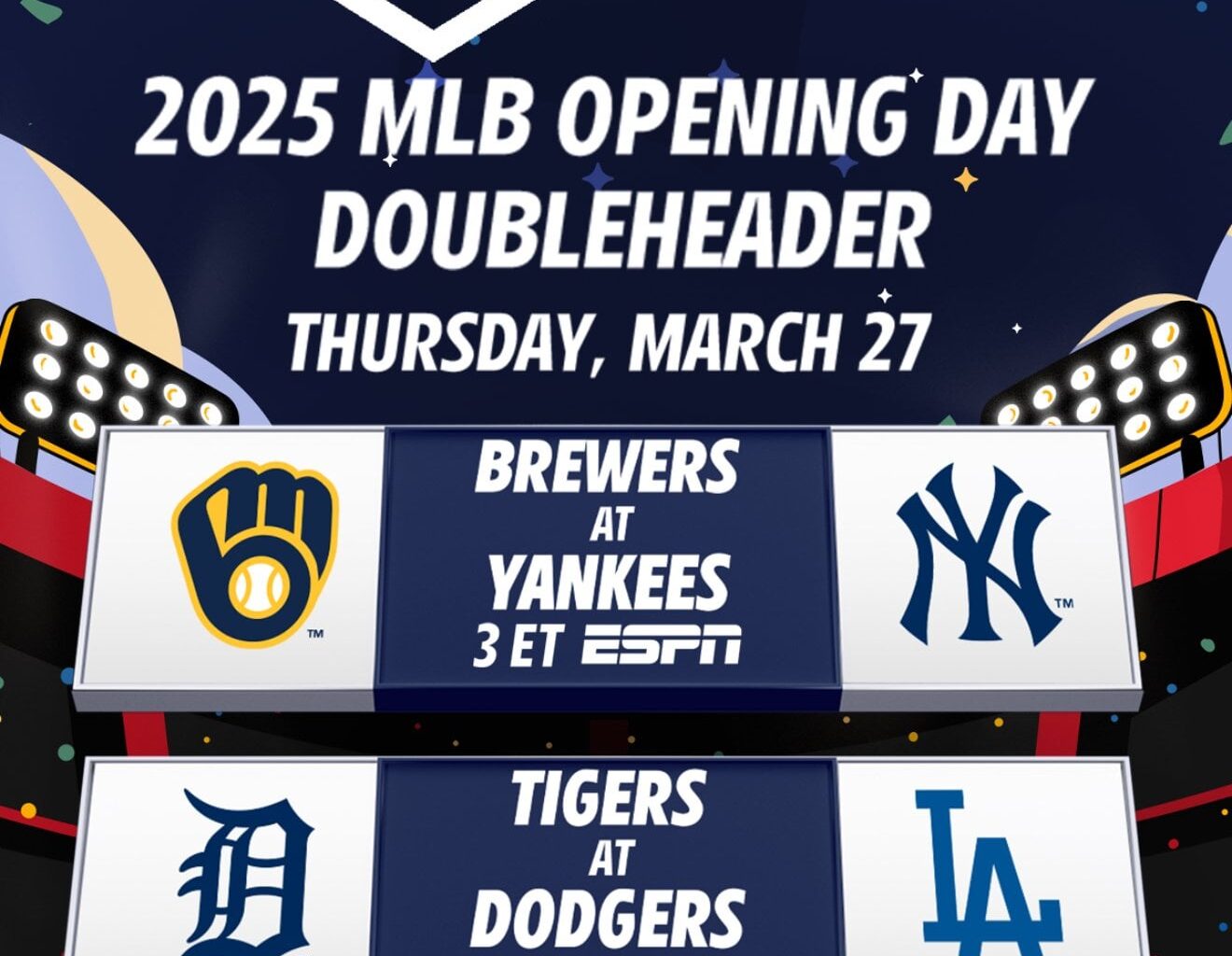 Tigers playing opening day against the defending champion, Dodgers