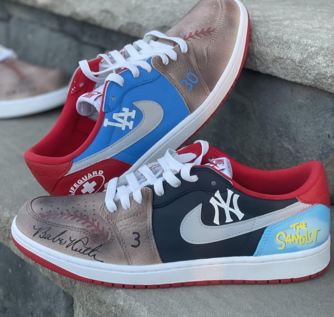 Sandlot custom Jordan 1 low OG I hand painted