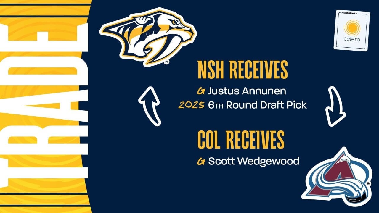 Predators Acquire Justus Annunen, Sixth-Round Pick in 2025 NHL Draft From Colorado