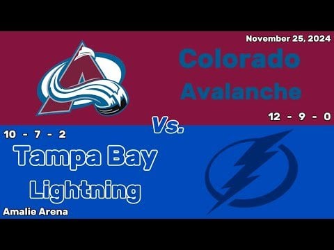 Colorado Avalanche vs Tampa Bay Lightning | November 25, 2024 | All Goals