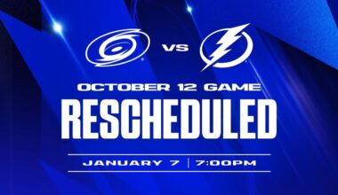 Lightning game versus Carolina Hurricanes rescheduled to January 7