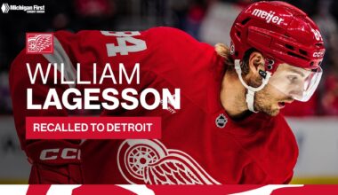 UPDATE: The #RedWings have recalled defenseman William Lagesson from the AHL’s Grand Rapids Griffins.