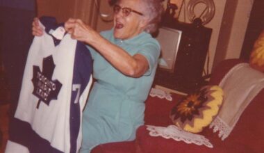 My Great Grandma around 1975 getting her crush's jersey.