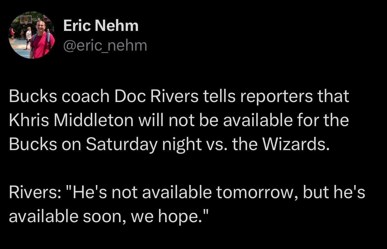 Khris will not play tomorrow