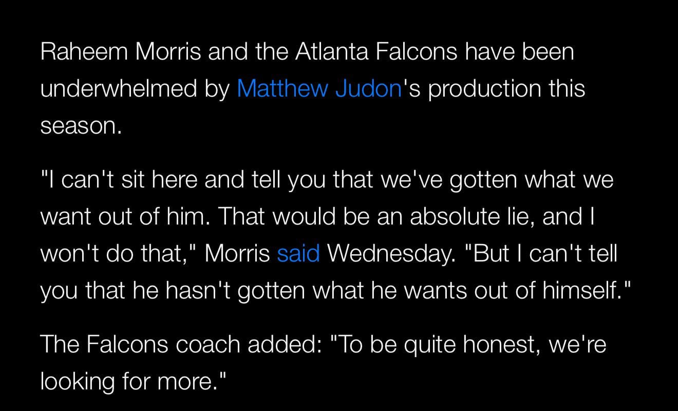 Raheem Morris being brutally honest about Judon.