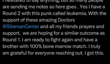 Thoughts and prayers go out to Kelly Chase as he starts his second round of leukemia treatments.