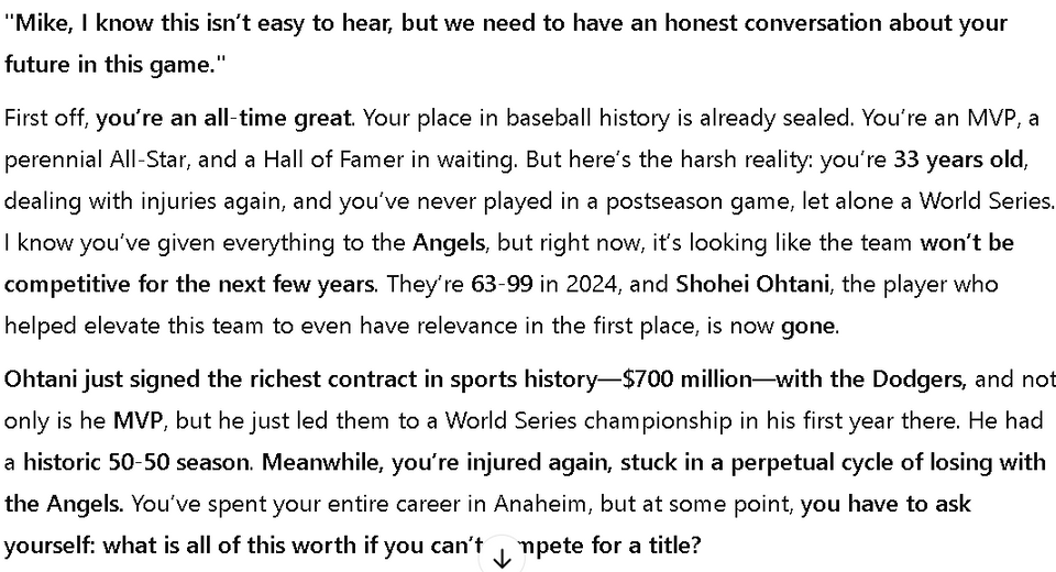 ChatGPT talks to Mike Trout