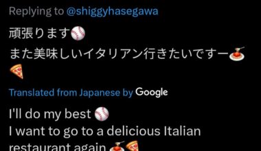 Yusei Kikuchi is hungry to do his best. Also for Italian food.