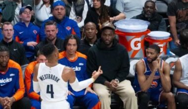Russell Westbrook flipping off the Knicks bench down when they are by 20+ points
