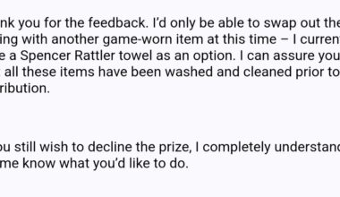 UPDATE TO THE SOCKS PRIZE! I received this reply from the Saints when I told them a pair of game worn socks is absolutely foul. The only other prize I can get is a Rattler used towel. They also claimed that the socks have been washed.