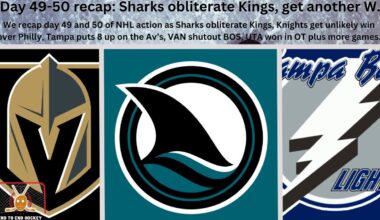 NHL Game Recap: Sharks destroy Kings, VGK, TB and NJ get massive wins while NAS and BOS lose.