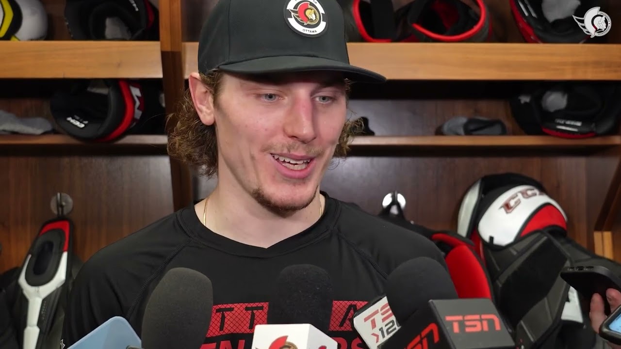 Brady Tkachuk, Thomas Chabot, Adam Gaudette, Travis Green Postgame Media vs NYI