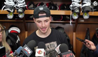 Tim Stützle, Drake Batherson, Noah Gregor, and Travis Green Postgame Media vs ANA