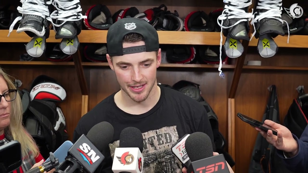 Tim Stützle, Drake Batherson, Noah Gregor, and Travis Green Postgame Media vs ANA