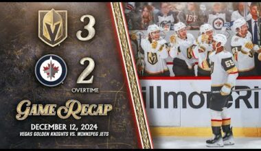 HIGHLIGHTS | Vegas Golden Knights 3, Winnipeg Jets 2, OT | Dec. 12, 2024