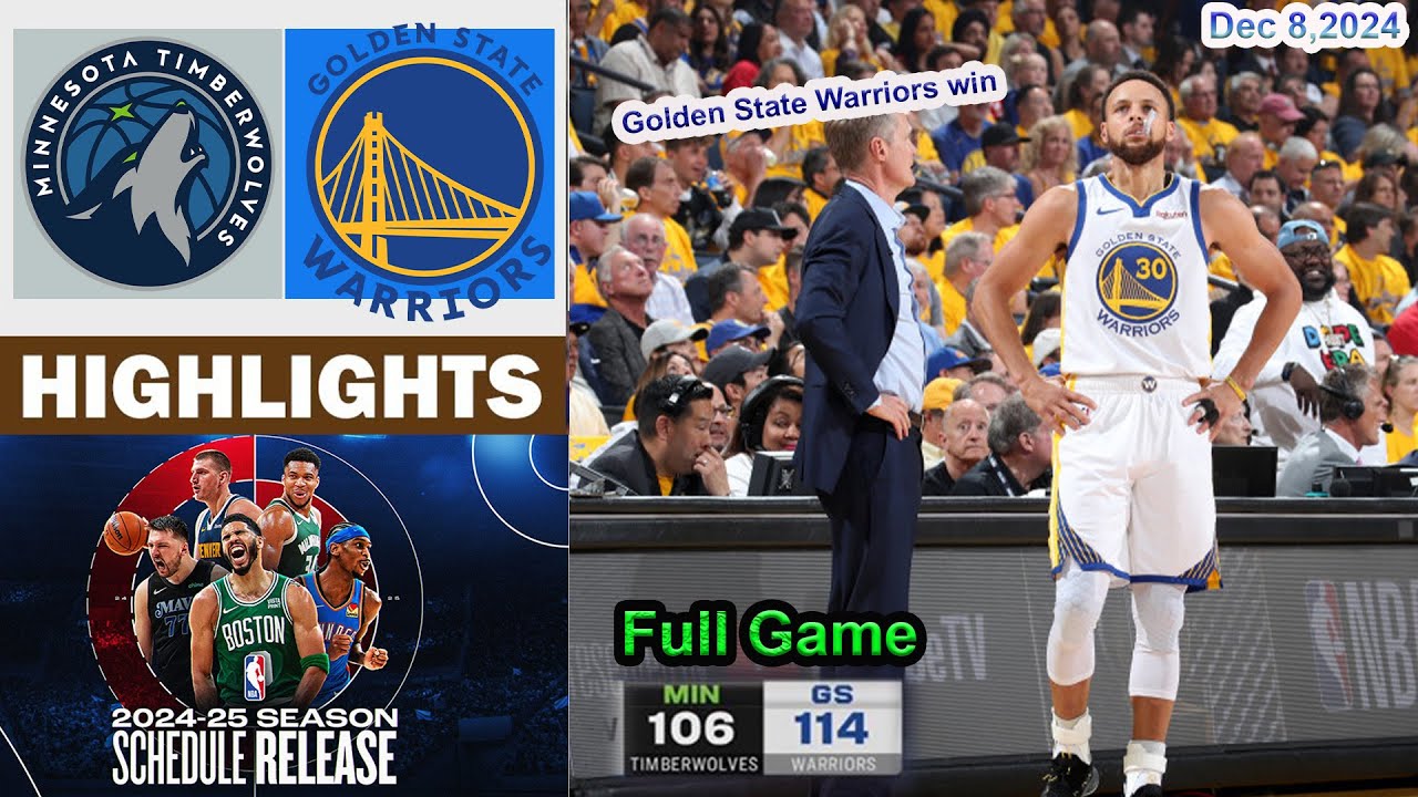 Golden State Warriors vs Minnesota Timberwolves Full Game Highlights | NBA Season Dec 8, 2024