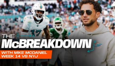 Mike McDaniel breaks down FOUR GAME-CHANGING PLAYS from the WIN over the Jets l Miami Dolphins
