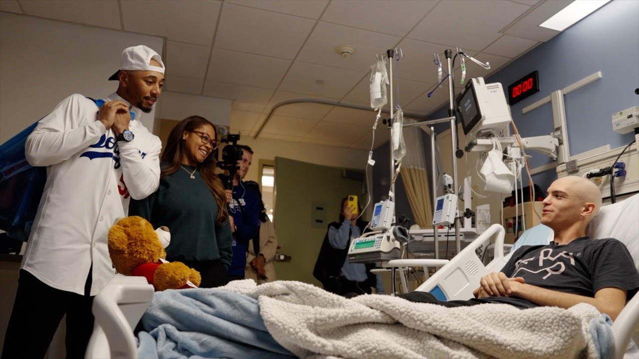 Mookie Betts and wife Brianna surprise patients Ronald Reagan UCLA Medical Center with Dodgers gifts