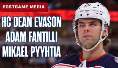 Head Coach Dean Evason, Adam Fantilli, Mikael Pyyhtia, Blue Jackets @ Lightning | Postgame Media