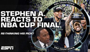 Stephen A. has to 're-think' his NBA Finals pick after the Thunder 'shot bricks' in the NBA Cup 👀