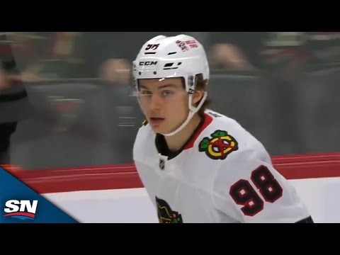 Blackhawks' Connor Bedard Awkwardly Slips It Five-Hole vs. Wild