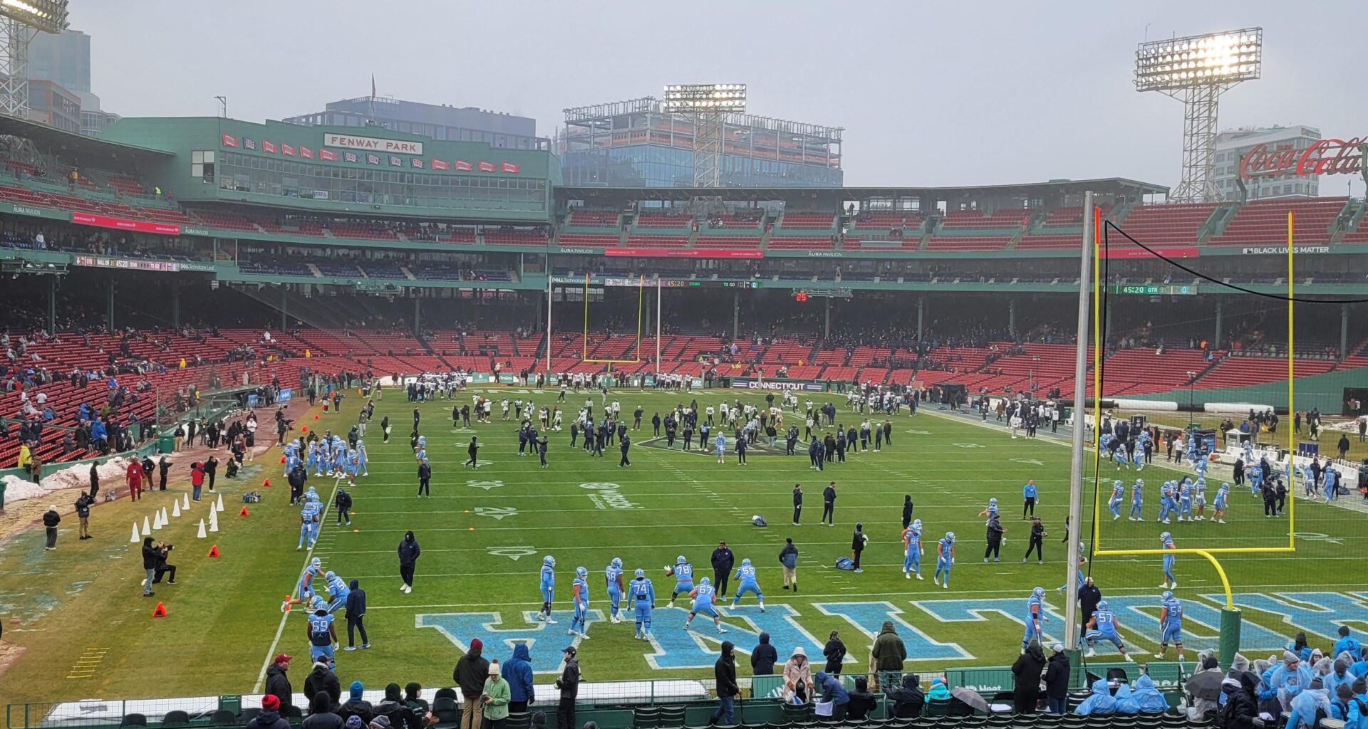 At the Fenway bowl; I've never seen my beloved ballpark as a football field before. Go huskies!
