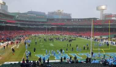At the Fenway bowl; I've never seen my beloved ballpark as a football field before. Go huskies!