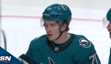 Sharks' Macklin Celebrini Finds Space and Wires One-Timer Past Flames' Dustin Wolf