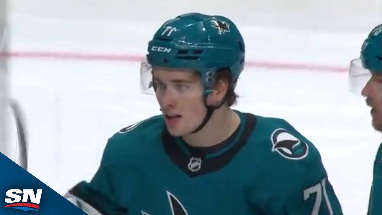 Sharks' Macklin Celebrini Finds Space and Wires One-Timer Past Flames' Dustin Wolf