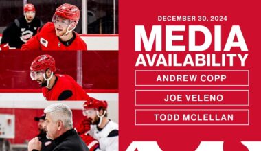 Andrew Copp, Joe Veleno & Todd McLellan Practice Media | Dec. 30, 2024