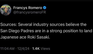 [Romero] Sources: Several industry sources believe the San Diego Padres are in a strong position to land Japanese ace Roki Sasaki.