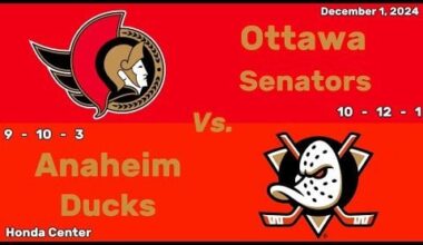 Ottawa Senators vs Anaheim Ducks | December 1, 2024 | All Goals