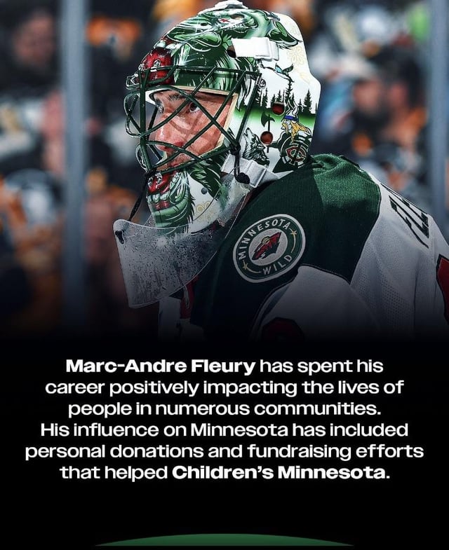 [NHL PR] Marc-Andre Fleury has not only made an impact on the ice during his 21-season career, but he has bettered the lives of the communities he’s been a part of, including in Minnesota.