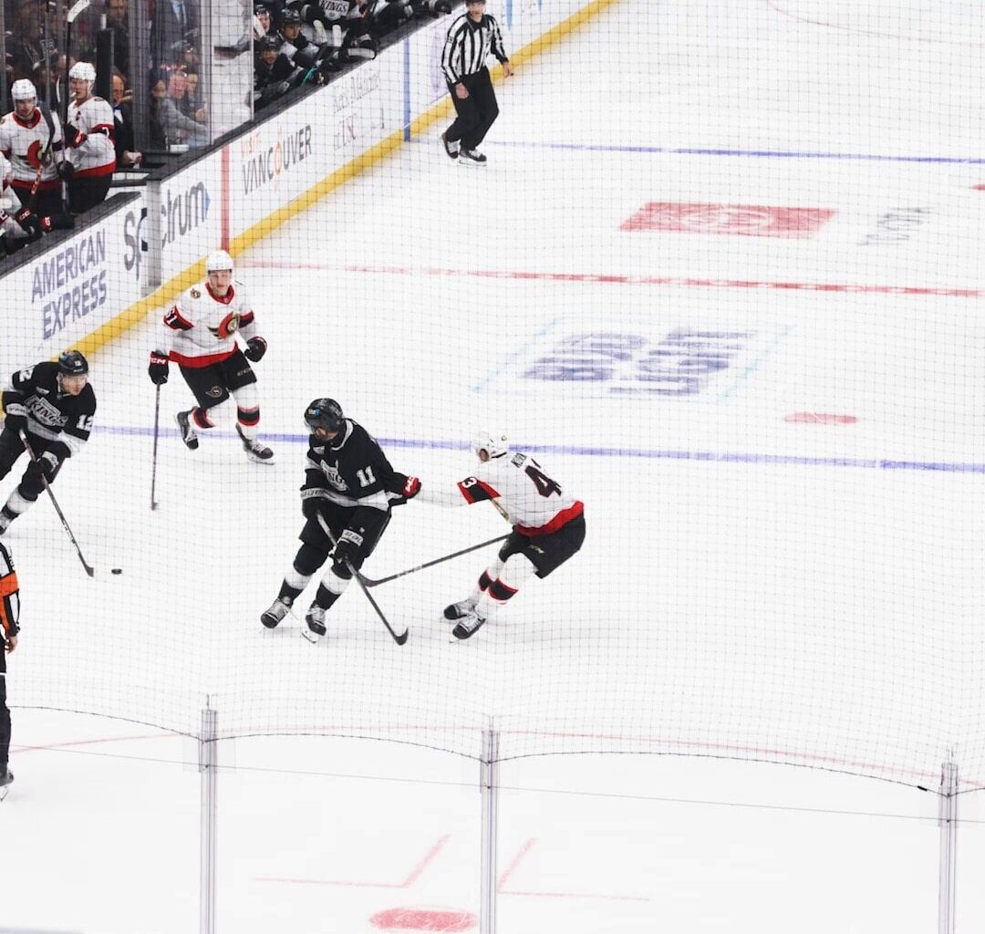 Kopi scores by hitting the puck out of midair with his blade turned upside down