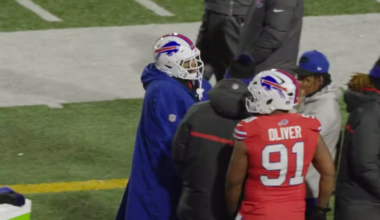 Matt Milano and James Cook praising Drake Maye while mic’d up on Sunday