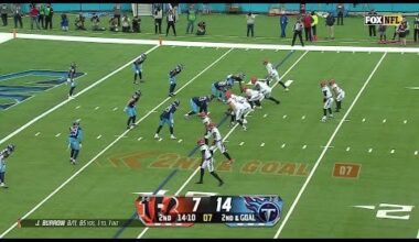 Big man T’vondre Sweat recovers fumble and delivers a lethal stiff-arm as he rumbles upfield for a thirty yard return!