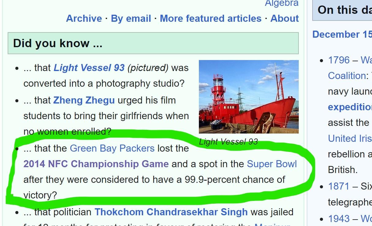 Today's Wikipedia front page is asking if you know...